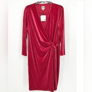 Anne klien velvet wrap dress. Red dress great for christmas or valentines day xl